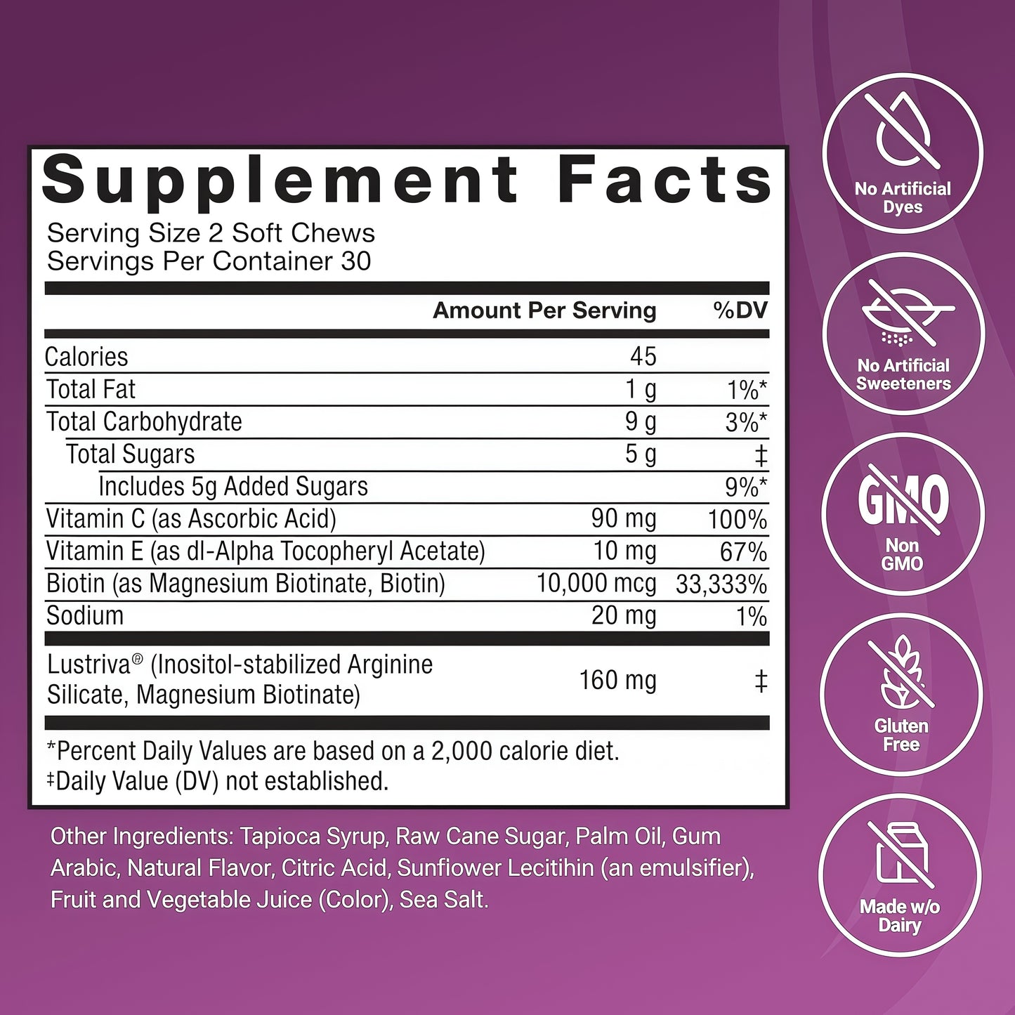 Force Factor Hair Growth Accelerator Soft Chews | Hair Growth Vitamins for Women and Men | Clinically Studied Lustriva & Biotin | Promotes Thicker, Fuller, Stronger Hair | Mixed Berry | 60 Soft Chews